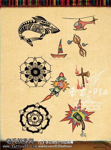 一组好看的手稿纹身图案