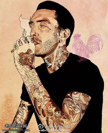 画中纹身的霸男手稿纹身图案