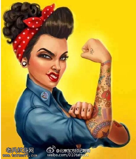 画中超级女汉子手稿纹身图案