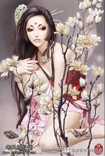 唯美的窈窕淑女手稿纹身图案