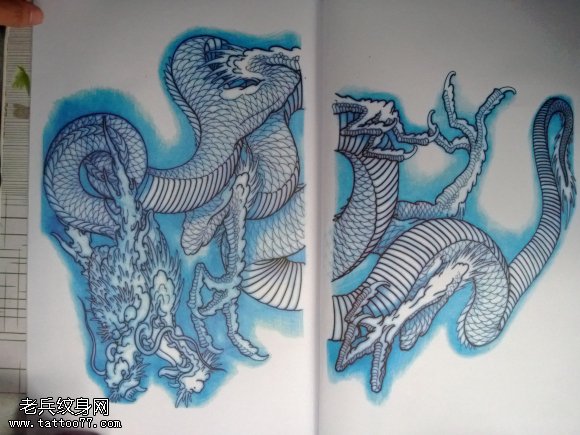 一款龙纹身线条