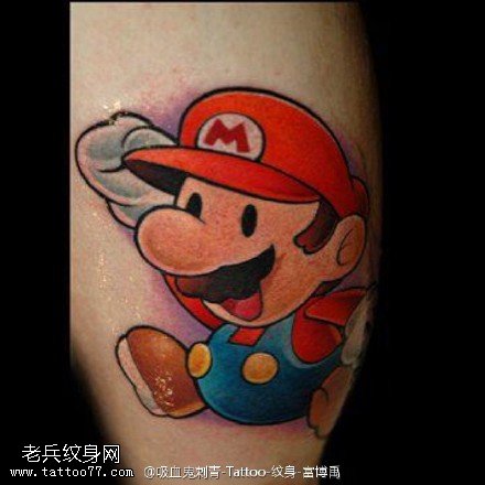 可爱呆萌超级玛丽纹身图案