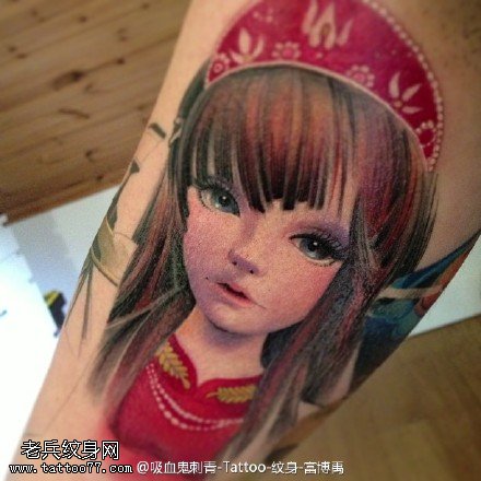 可爱呆萌女孩纹身图案