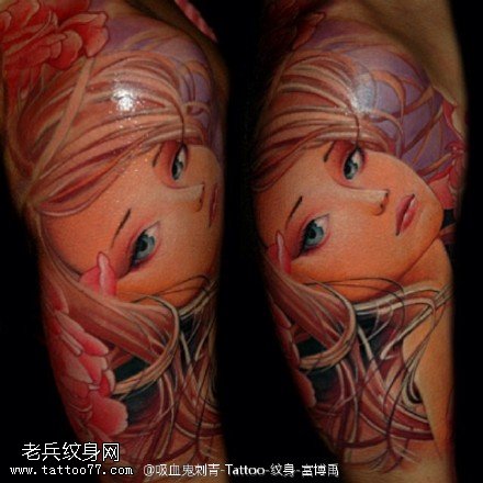 唯美可爱美人鱼纹身图案