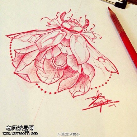 手稿漂亮的昆虫纹身图案