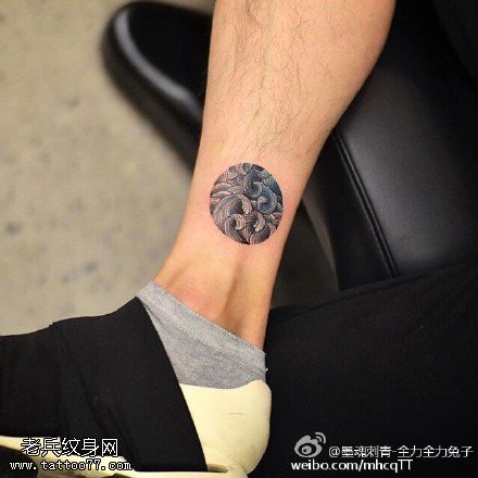 脚腕圆图腾纹身图案
