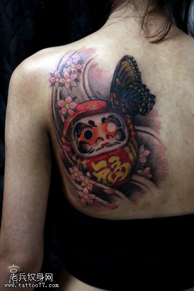 美丽蝴蝶游戏不倒翁纹身图案