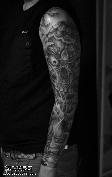 炫酷霸气骷髅头般若纹身图案