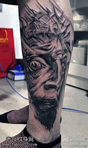 面部粗犷头像纹身图案