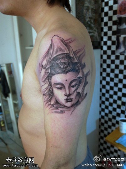 神圣庄严观音头纹身图案