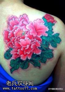 高贵大气的牡丹花纹身图案