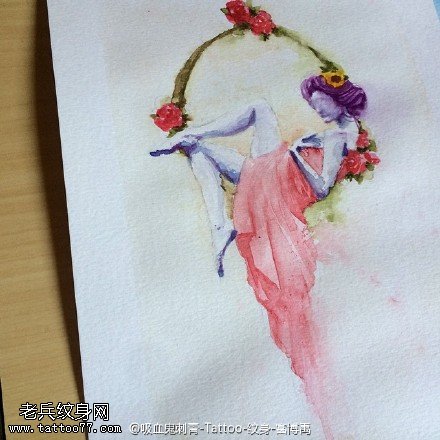 水墨画仙女纹身图案