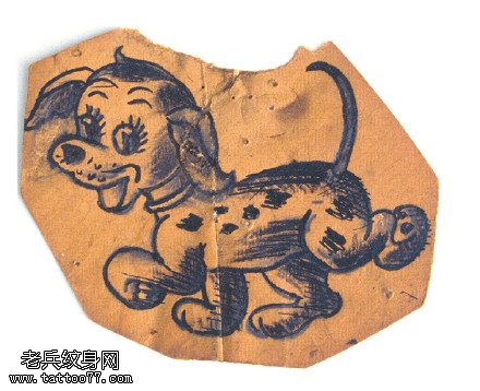 手稿小狗狗纹身图案