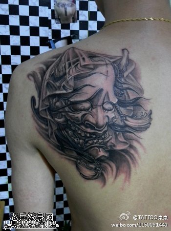 长角獠牙般若纹身图案