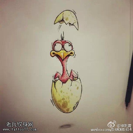 彩色卡通鸭纹身图片