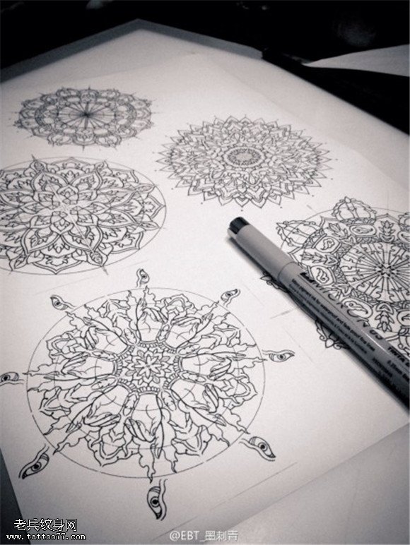 梵花纹身线稿图案