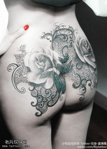 蝴蝶花纹身图案