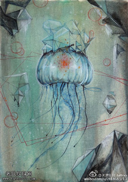 一组抽象的素描纹身图案