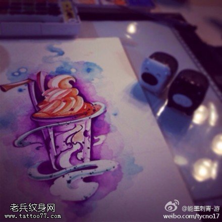 冰淇淋纹身手稿图案