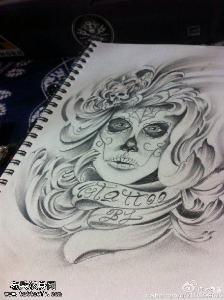 死亡女郎字母纹身手稿图片