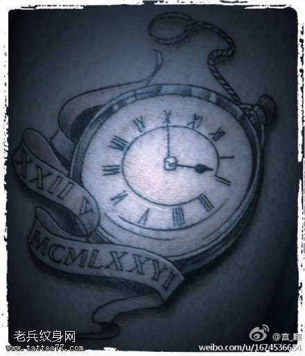 忘了时间的钟表纹身图案