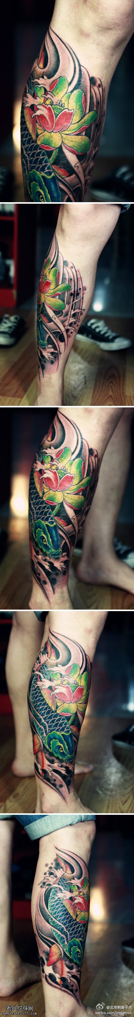 富贵鲜艳锦鲤纹身图案