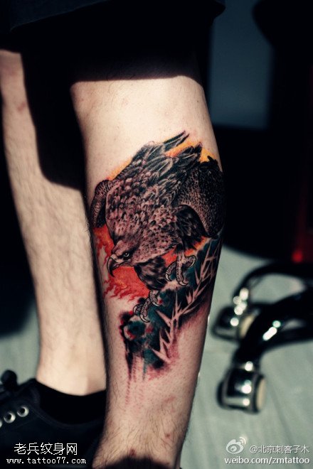 威风霸气雄鹰纹身图案