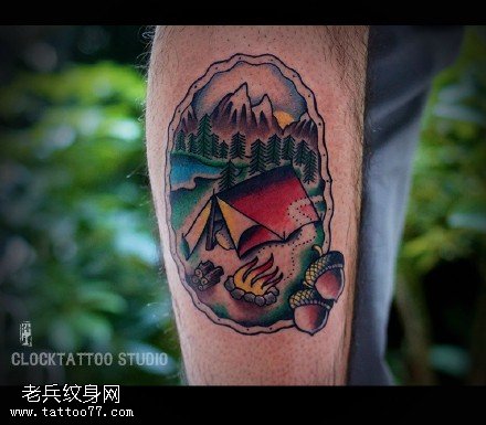 欧美风郊外的主题纹身图案