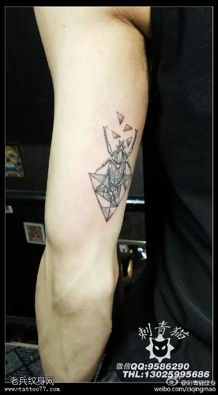 几何线条甲壳虫纹身图案