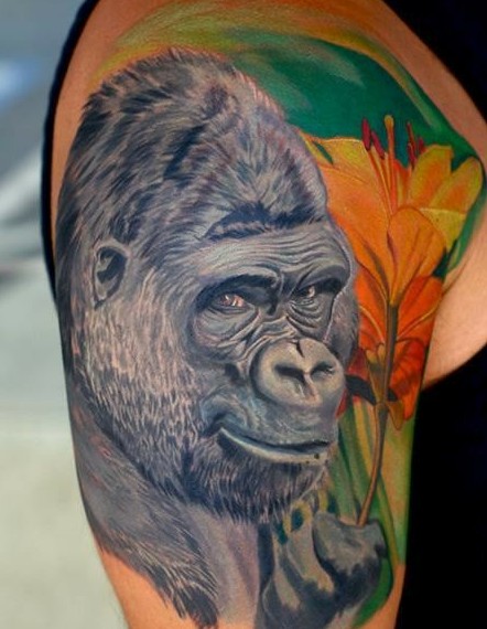 复古时尚大猩猩纹身图片