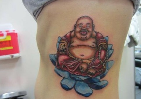 腰部弥勒佛纹身图片