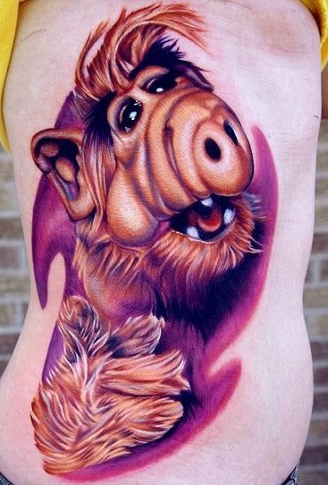 侧腰冰河世纪中可爱猛犸纹身图片