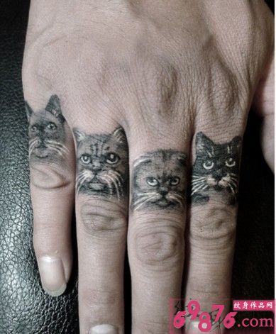 个性手指猫咪头像纹身图片
