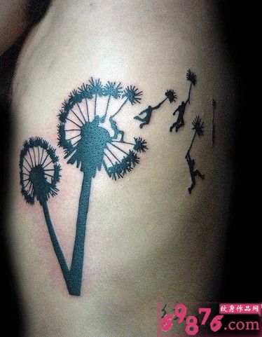 手臂抽象蒲公英树纹身图片