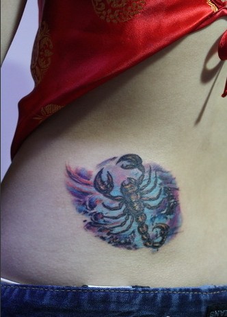 个性时尚女性小蛮腰剧毒蝎子纹身图片图片