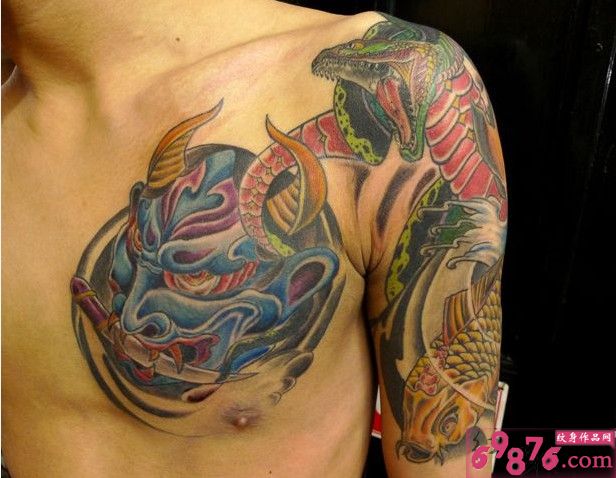 胸前般若时尚纹身图片