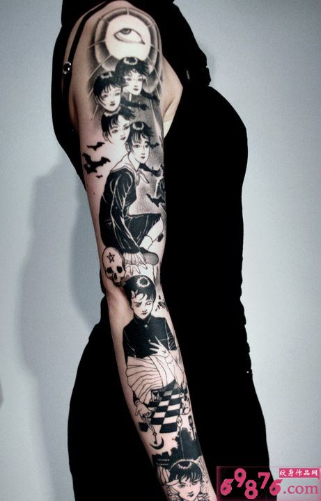 手臂个性人物肖像纹身图片