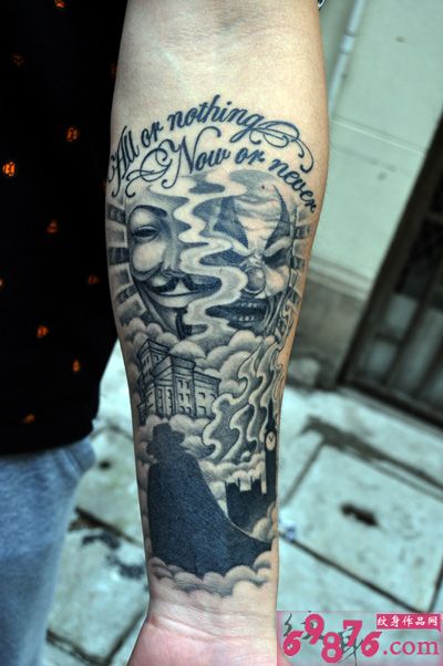 手臂创意脸谱小丑纹身图片