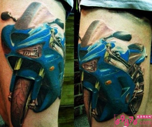 手臂硬汉标志摩托车刺青图片
