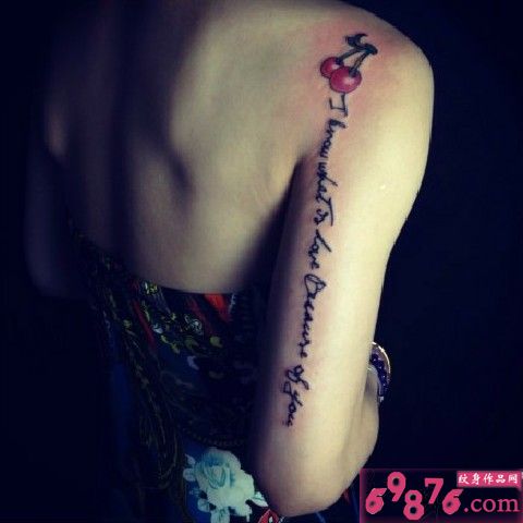 樱桃英文创意纹身图案图片