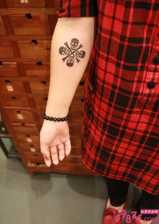 艺术手臂骷髅刺青图片