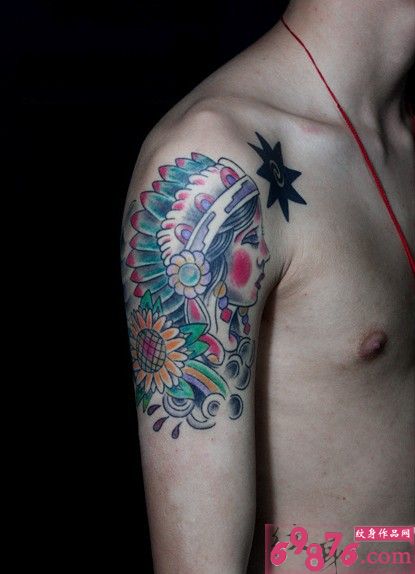 印第安美女刺青图片