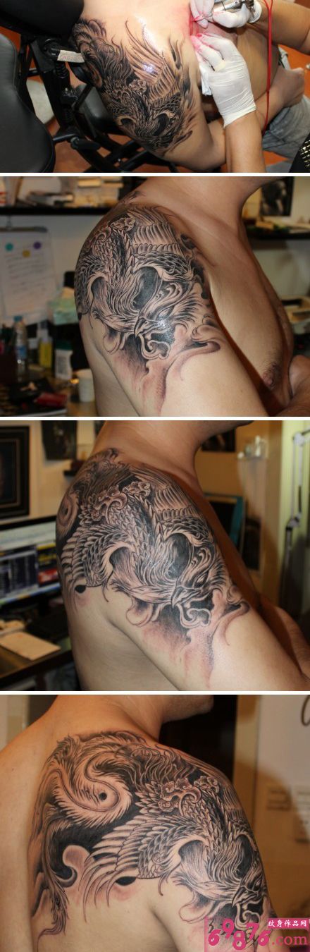披肩龙纹身图案现场图片