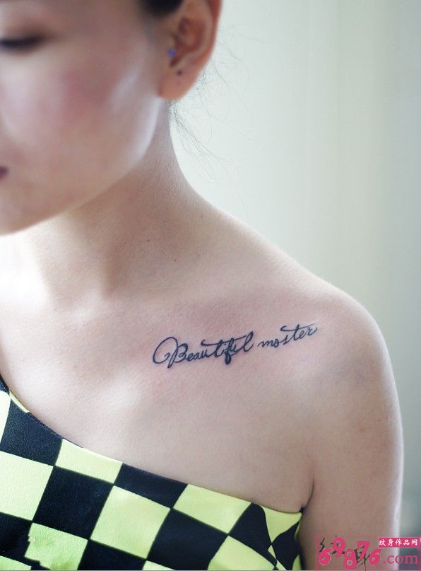 肩部唯美英文纹身图案图片