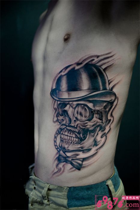 创意绅士骷髅纹身图案图片