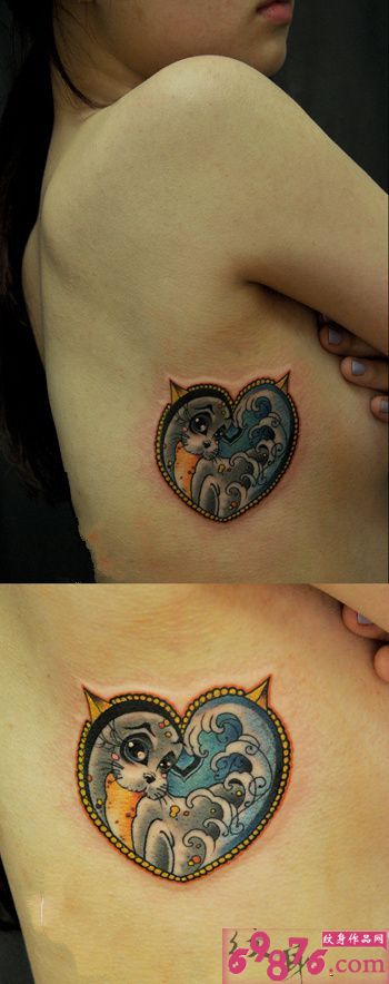 侧胸小海豹时尚纹身图片