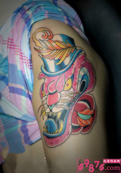 粉红豹子头像创意纹身图片