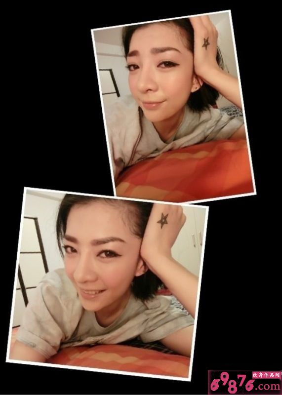 潮女手背时尚星星纹身图片