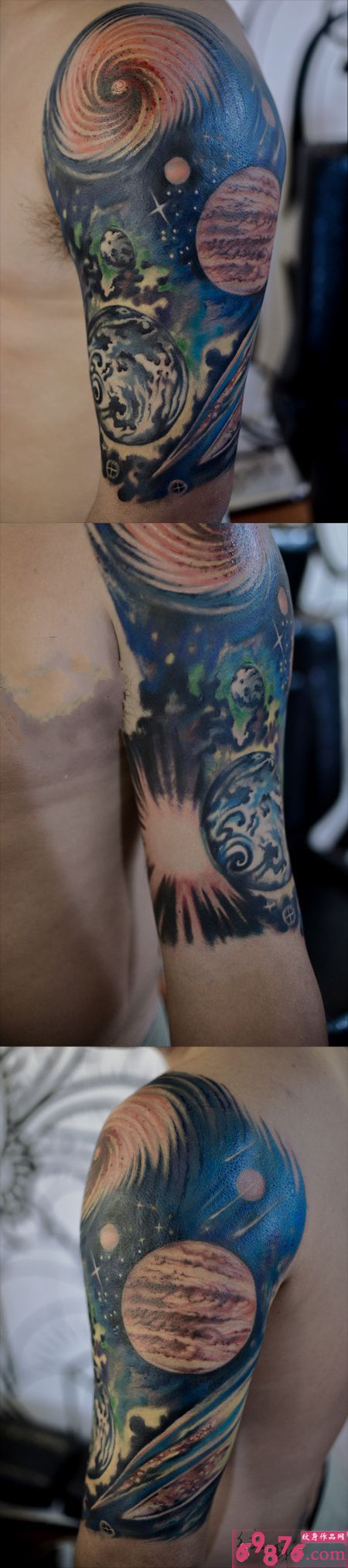 宇宙星空个性手臂纹身图片