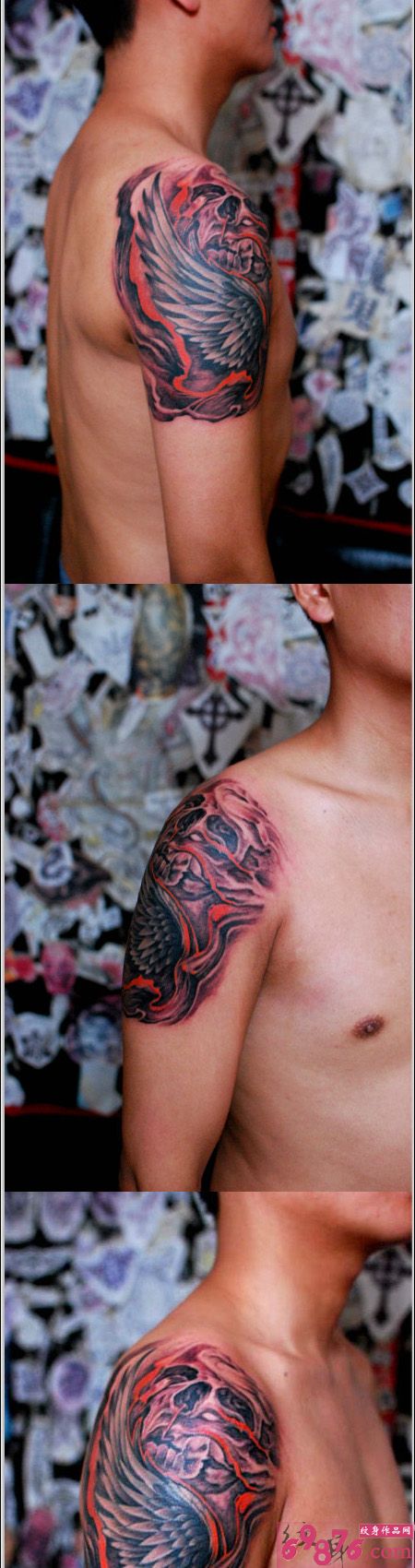 欧美风骷髅与貔貅创意纹身图片